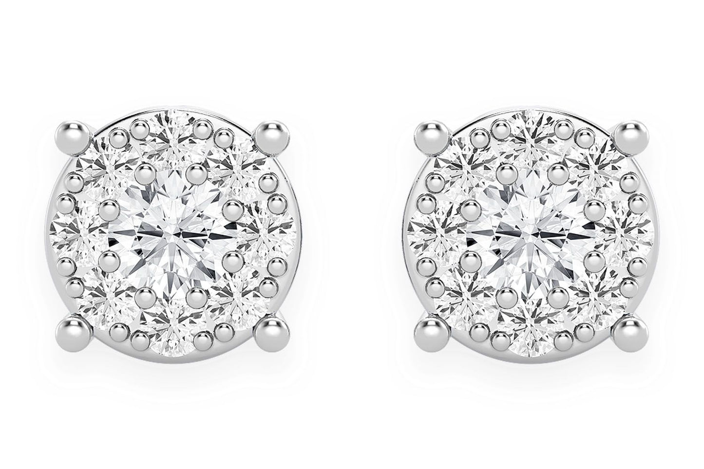 0.25CTW MOSAIC STUD DIAMOND EARRINGS 14K SOLID GOLD
