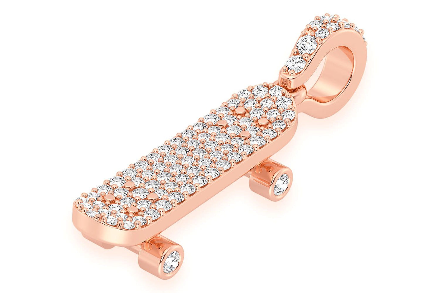SKATEBOARD DIAMOND PENDANT 14K SOLID GOLD 0.35CTW