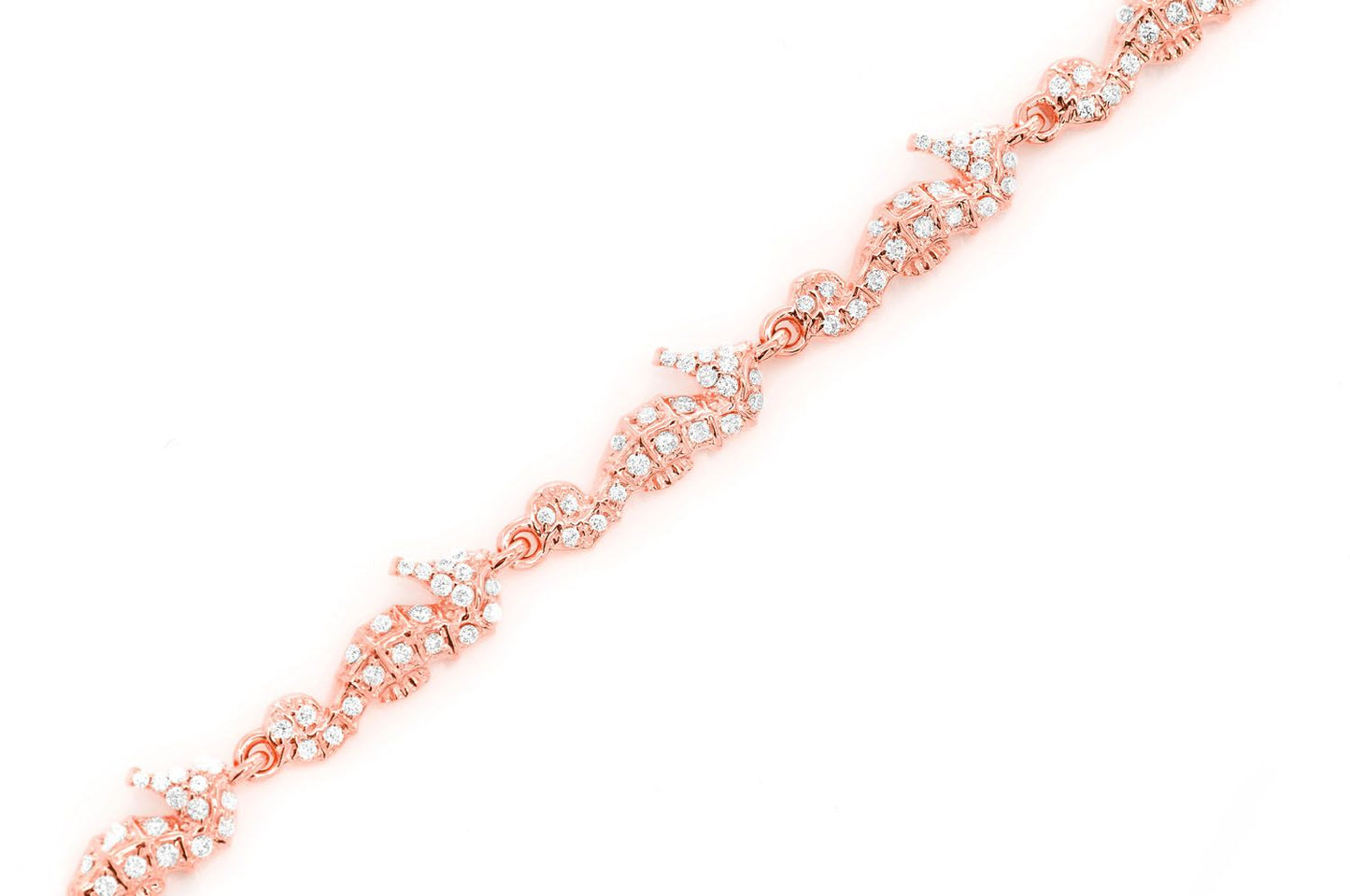 SEAHORSE ETERNITY DIAMOND BRACELET 14K SOLID GOLD 1.35CTW
