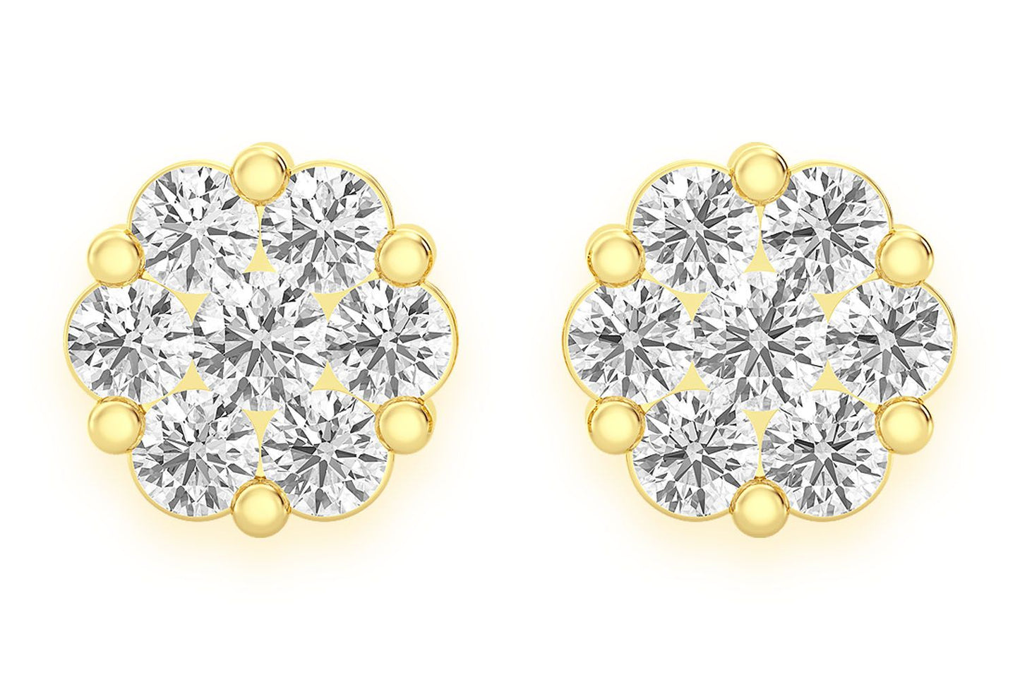0.50CTW FLOWER STUD DIAMOND EARRINGS 14K SOLID GOLD