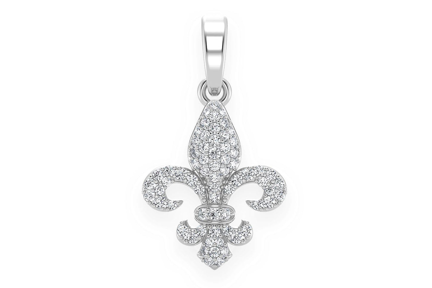 FLEUR-DE-LIS DIAMOND PENDANT 14K SOLID GOLD 0.25CTW