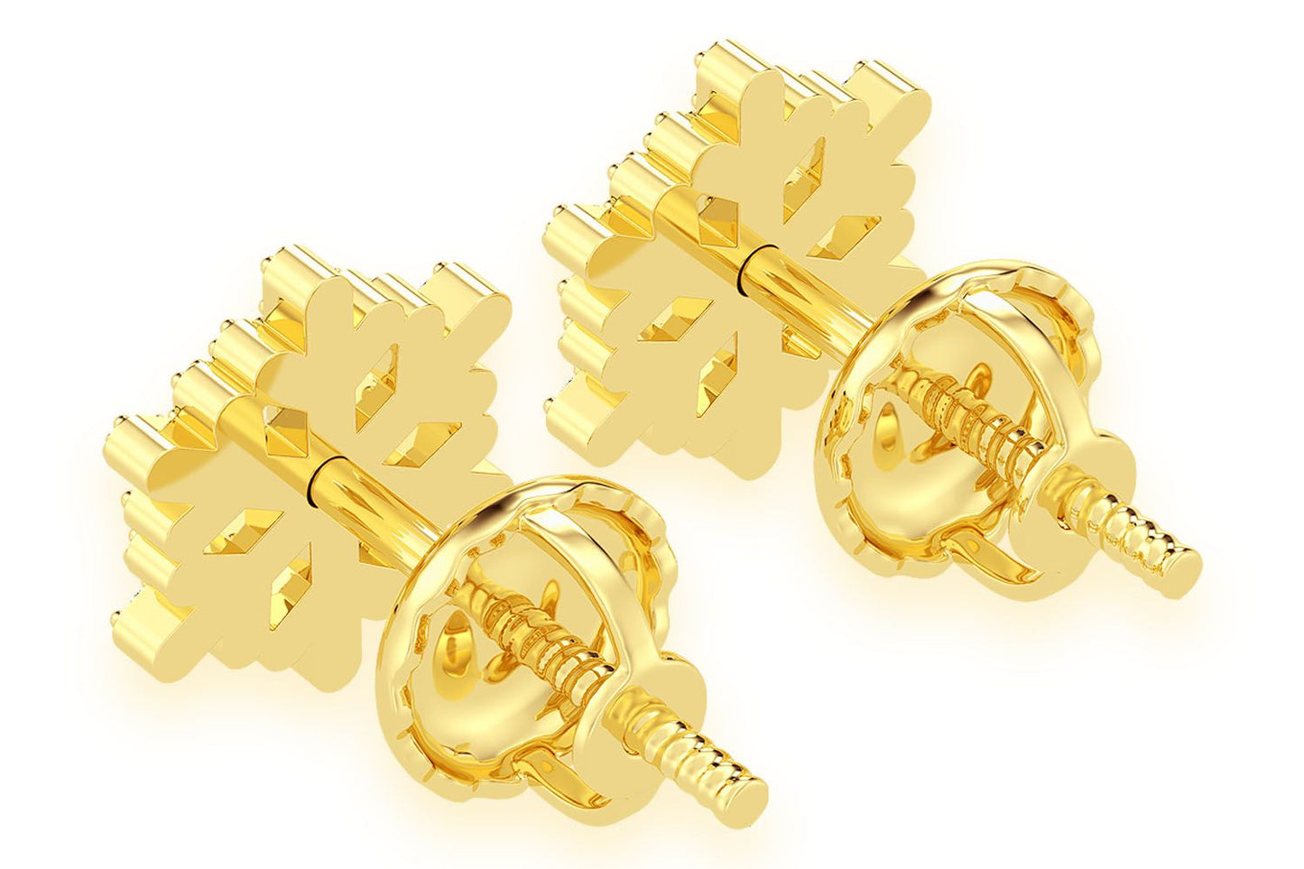 CERCEI CU ȘTIRI FULG DE ZĂPADĂ, AUR MASIV DE 14K, 0.20CT