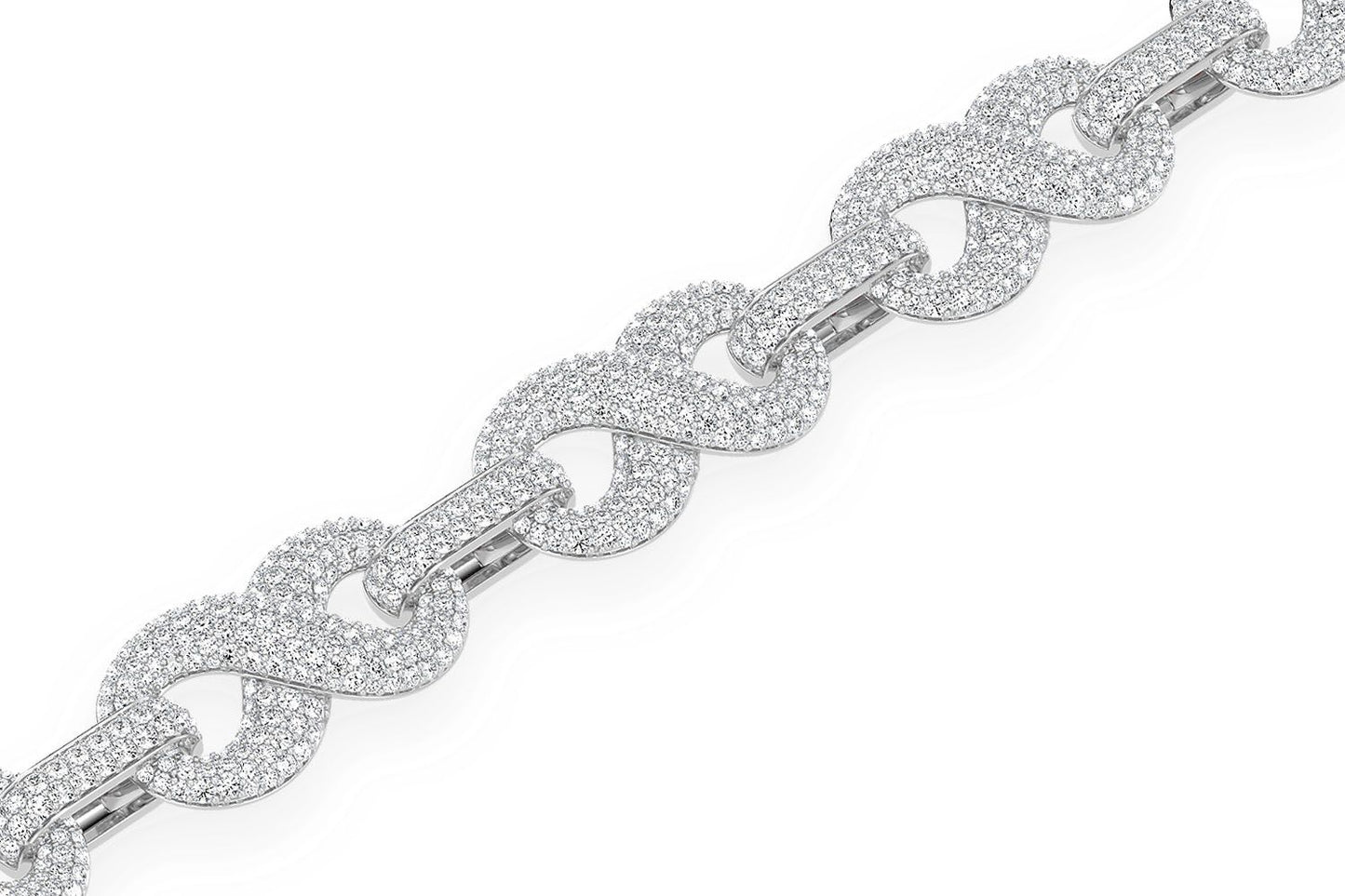 INFINITY LINK DIAMOND BRACELET 14K SOLID GOLD 9.00CTW