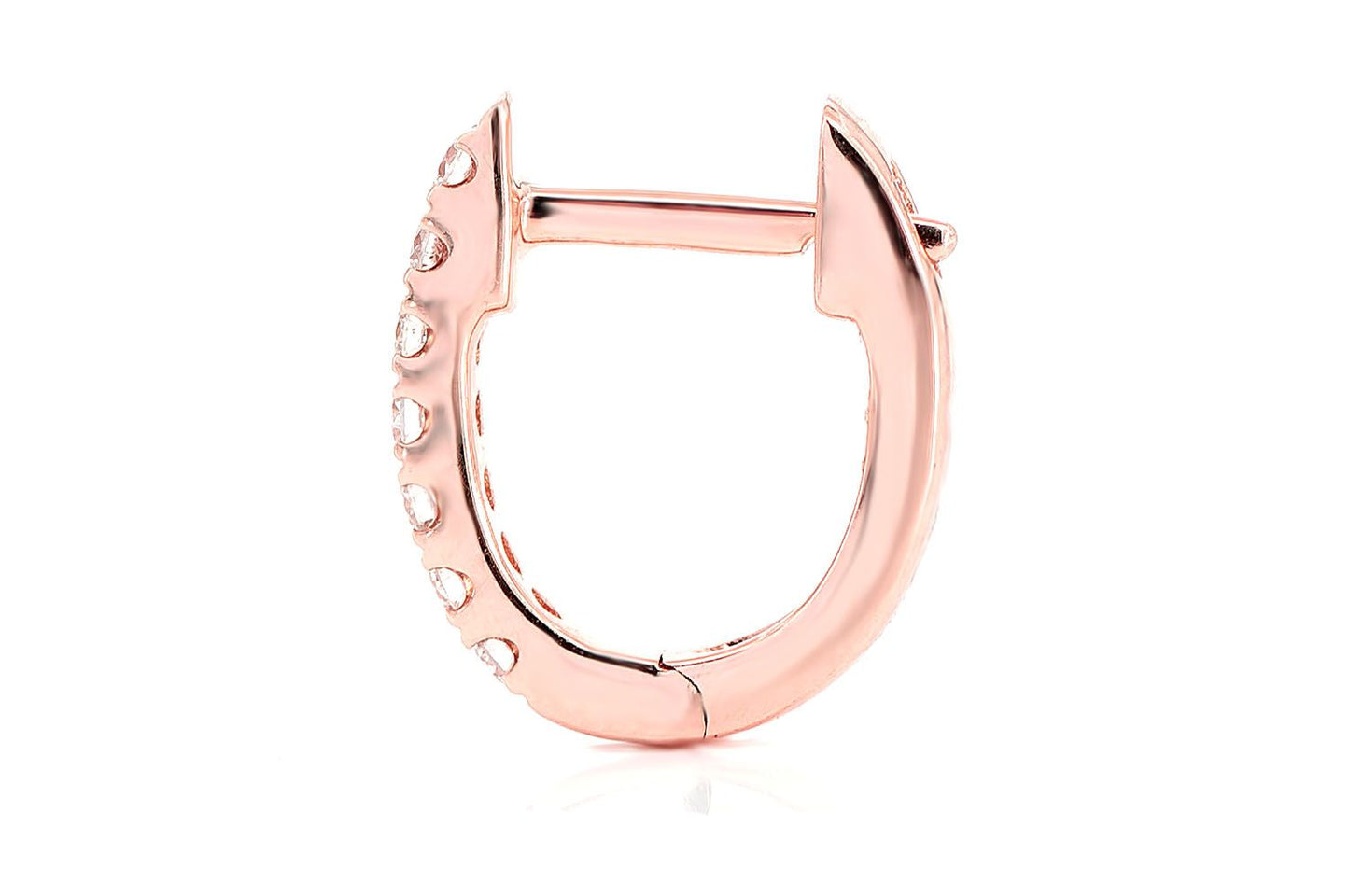 CERCEI OVALI CU UN RÂND, AUR MASIV DE 14K, 0.15CT