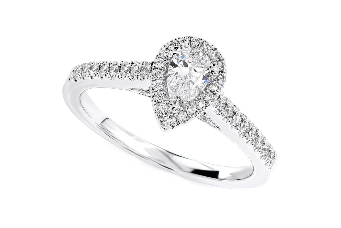 0.65CTW PEAR HALO DIAMOND ENGAGEMENT RING 14K SOLID GOLD
