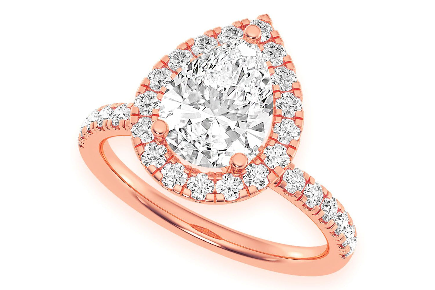 THAV - 1.50CT PEAR SOLITAIRE - SCALLOP HALO ONE ROW - DIAMOND ENGAGEMENT RING