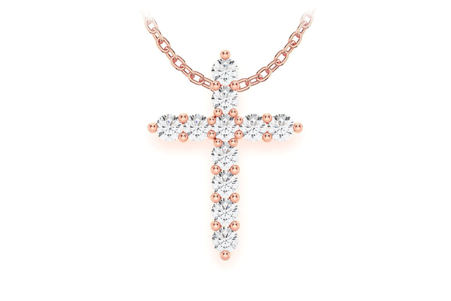 HIDDEN BAIL CROSS PENDANT 14K SOLID GOLD 0.40CTW