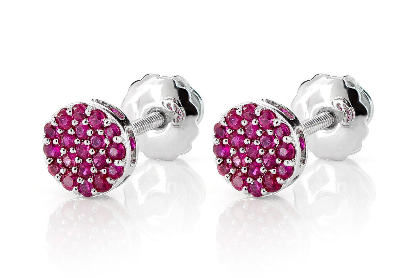 ROUND RUBY CLUSTER STUD EARRINGS 14K SOLID GOLD 0.30CTW