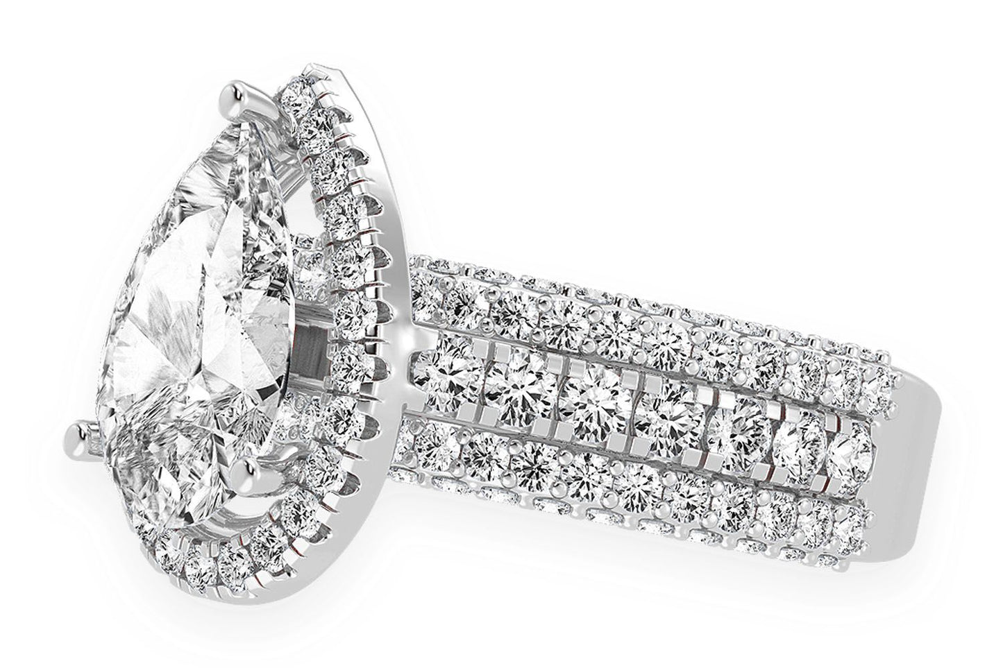 3.00CT PEAR SOLITAIRE - THREE ROW - DIAMOND ENGAGEMENT RING
