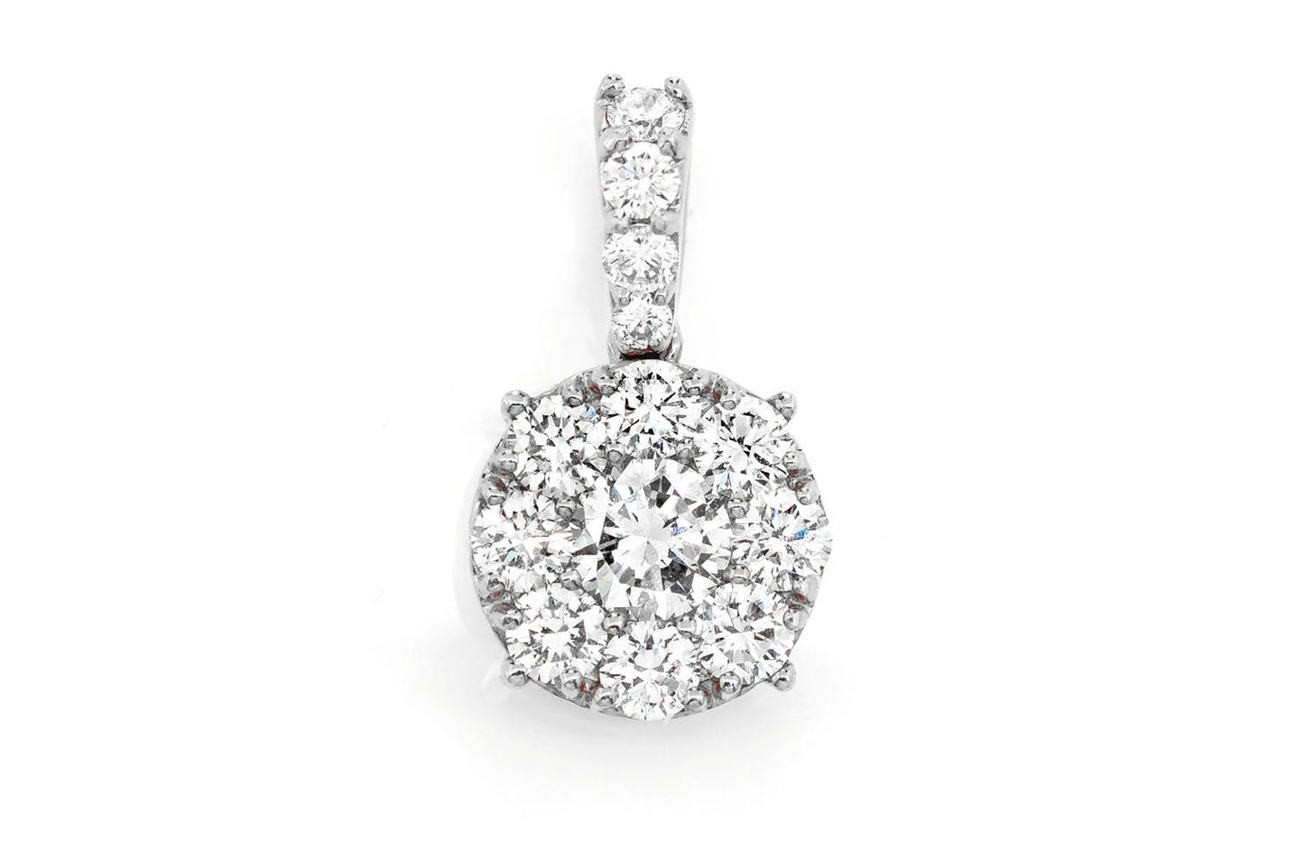 ROUND DIAMOND CLUSTER PENDANT 14K SOLID GOLD 1.00CTW