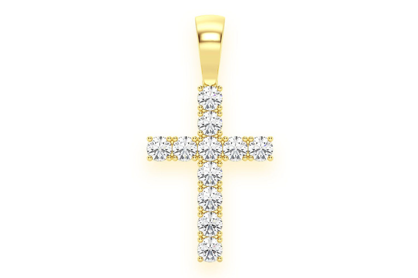 SOLITAIRE CROSS DIAMOND PENDANT 14K SOLID GOLD 1.00CTW