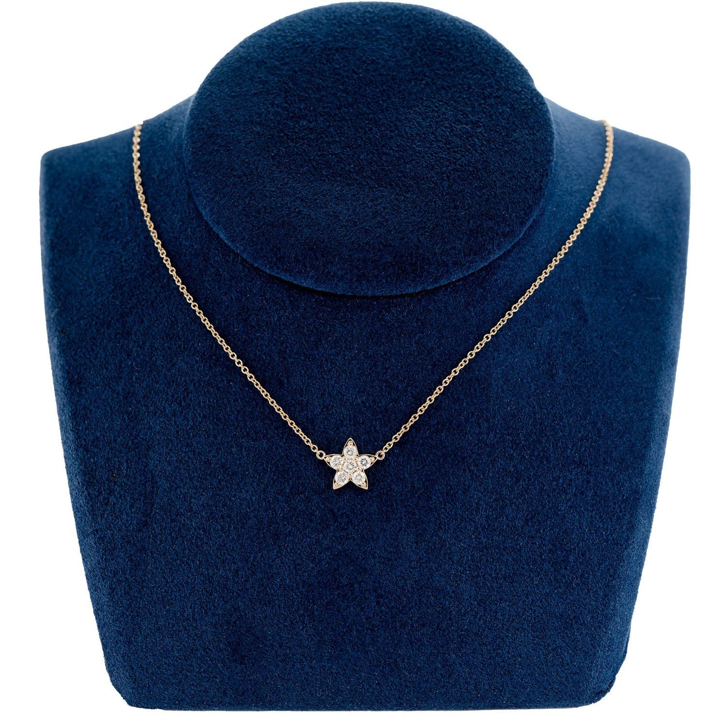 COLIER CU STEA CU DIAMANT ATAȘATĂ, AUR MASIV DE 14K, 0.39CTW