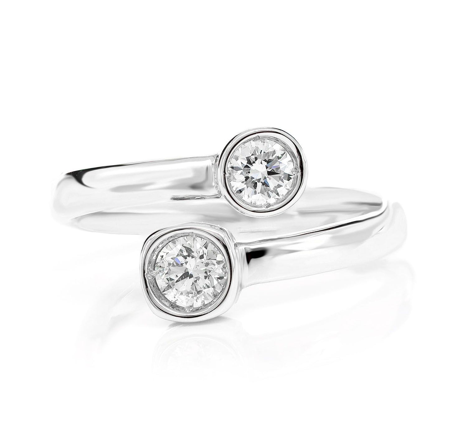 BYPASS BEZEL DIAMOND RING 14K SOLID GOLD 0.40CTW