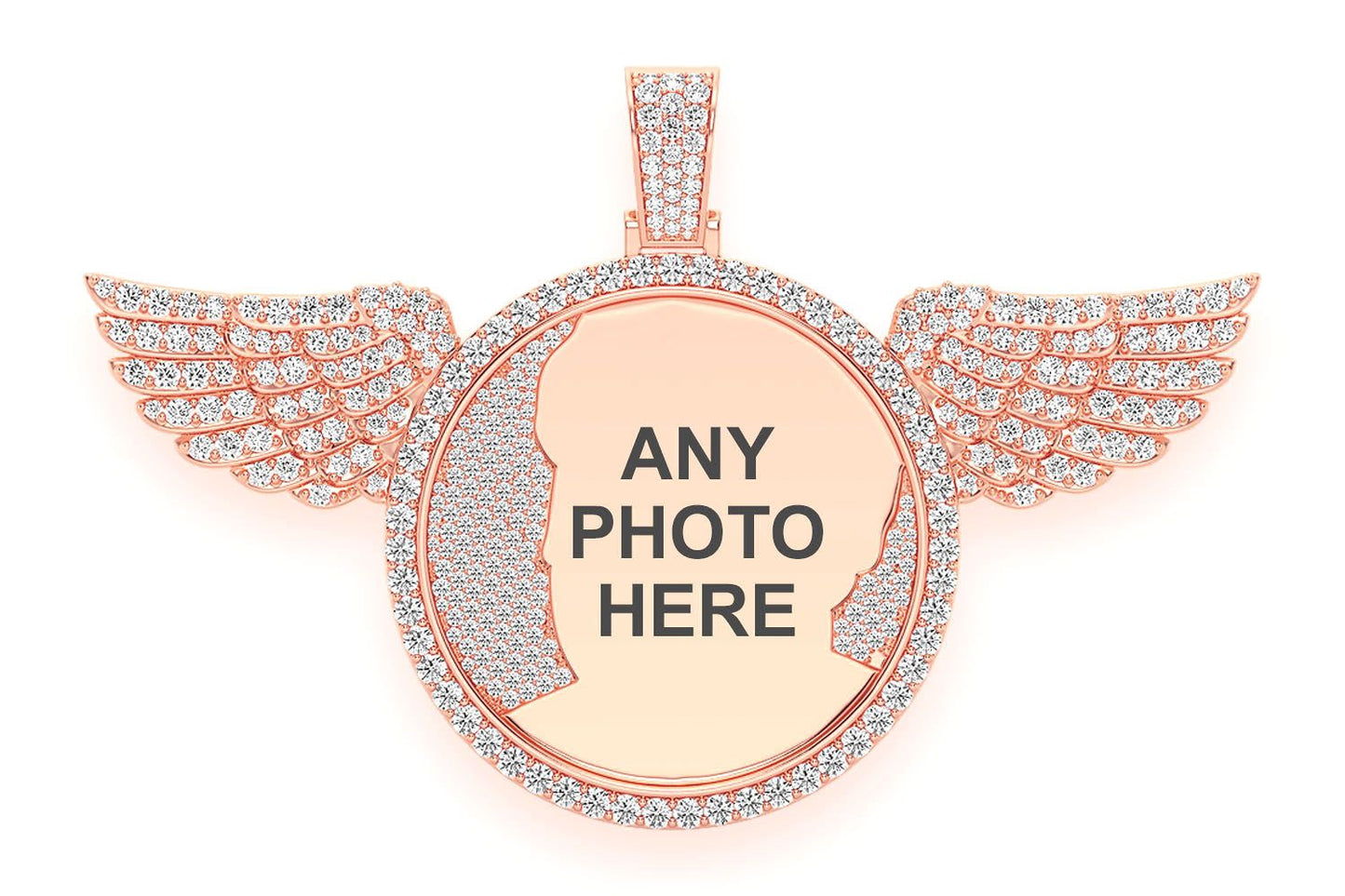 PANDANTIV CU DIAMANT CU IMAGINE ARIPI, AUR MASIV DE 14K, 10.50CTW
