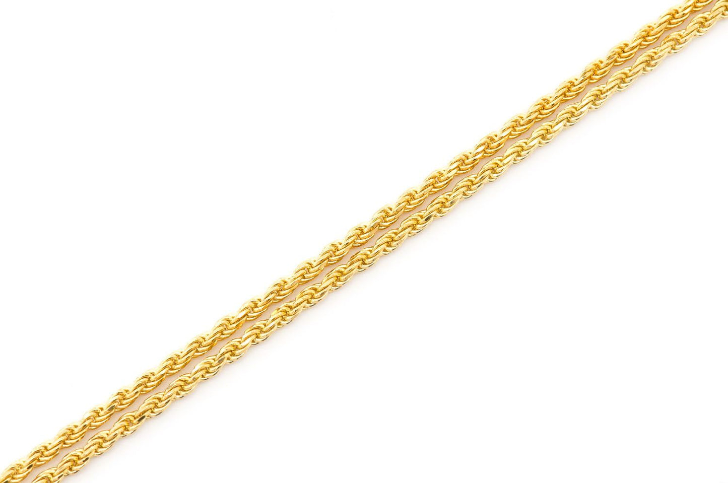 1MM ROPE 14K SOLID GOLD CHAIN