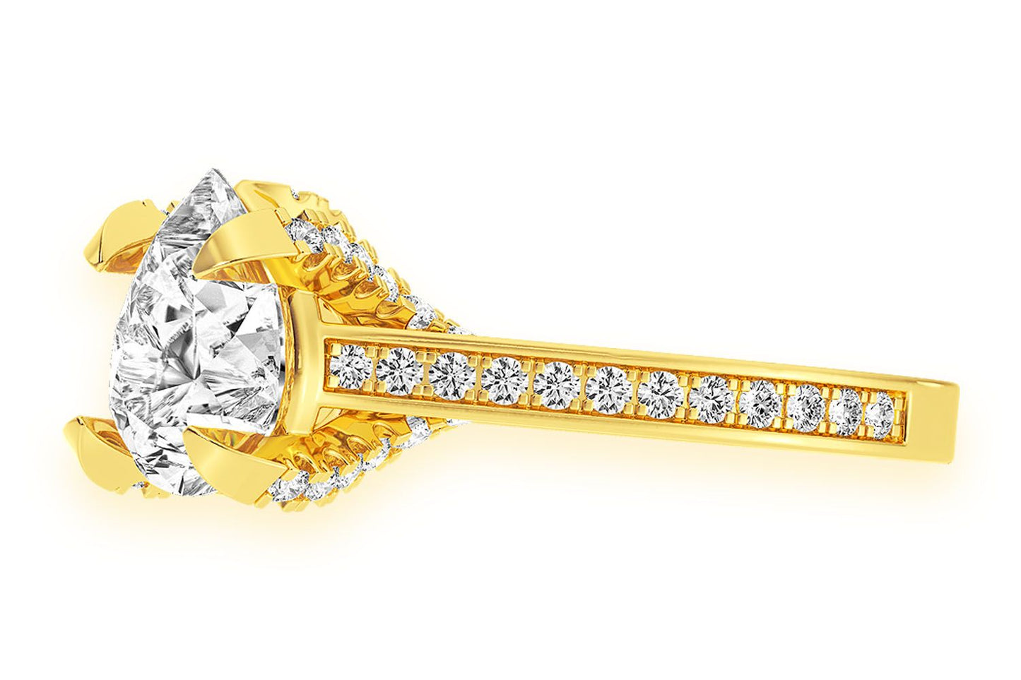 2.00CT PEAR SOLITAIRE - DELUXE ONE ROW SCALLOP - DIAMOND ENGAGEMENT RING