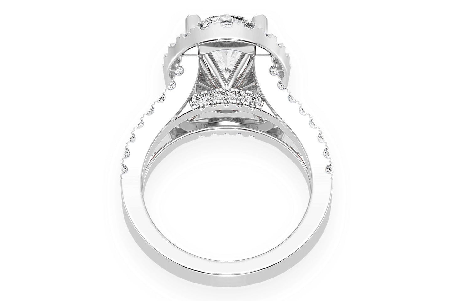 3.00CT OVAL SOLITAIRE - TWO ROW SPLIT - DIAMOND ENGAGEMENT RING