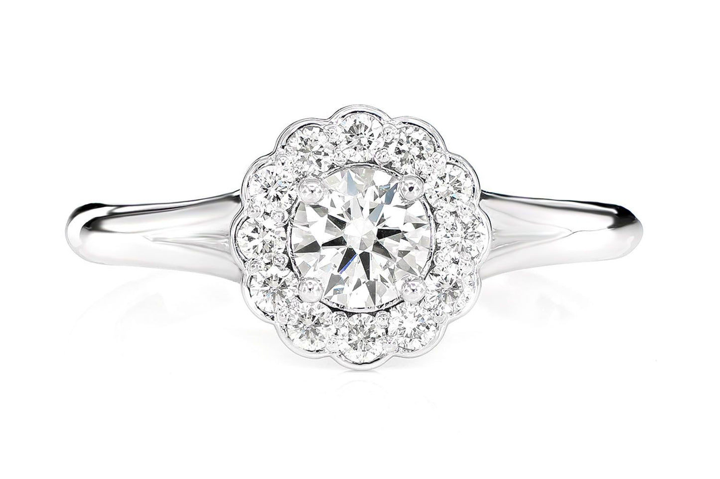 FLORAL SPLIT SHANK DIAMOND ENGAGEMENT RING 0.75CTW -14K SOLID GOLD