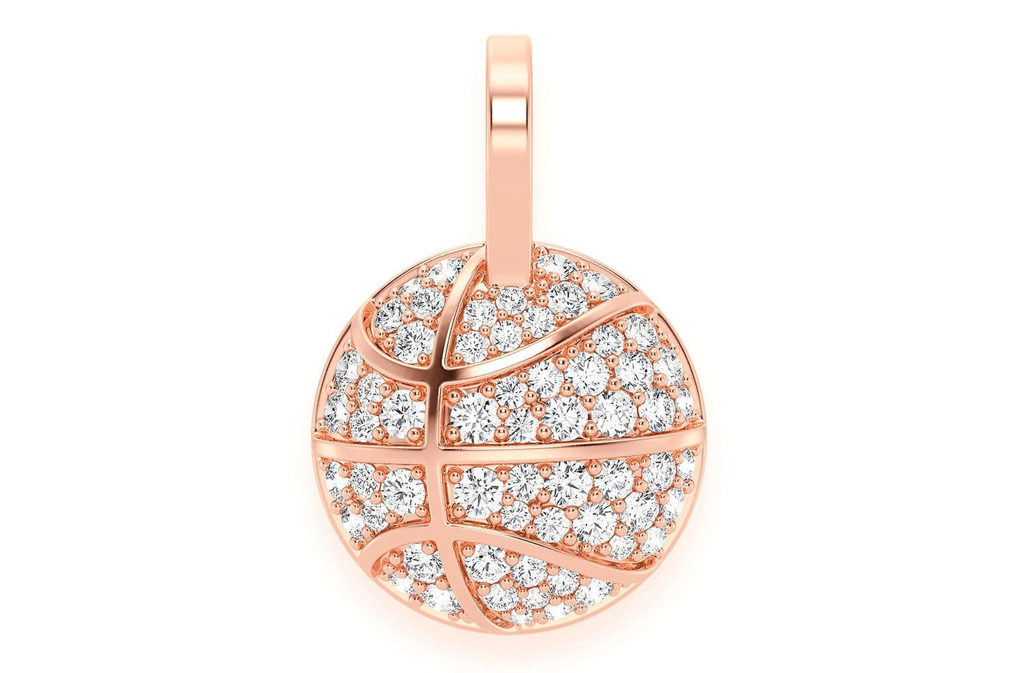 BASKETBALL DIAMOND PENDANT 14K SOLID GOLD 0.40CTW