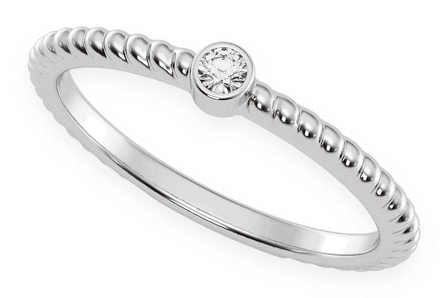 INEL ROTUND CU BEZEL ȘNUR ȘI DIAMANT, AUR MASIV DE 14K, 0.05CT