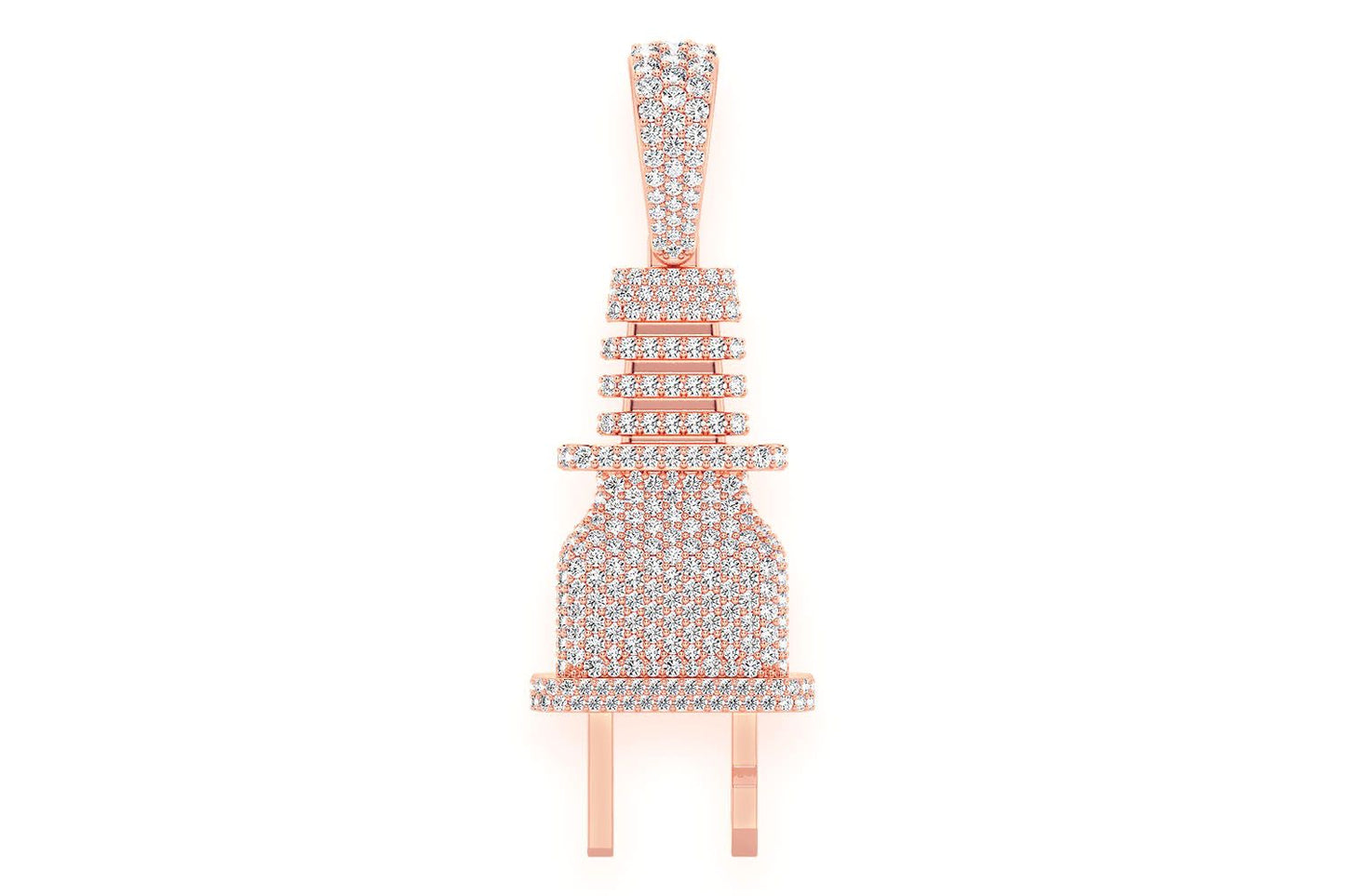 ELECTRIC PLUG DIAMOND PENDANT 14K SOLID GOLD 2.15CTW