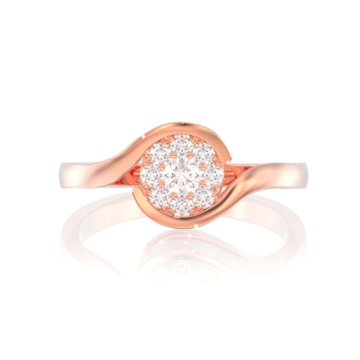 0.25CTW CLUSTER BYPASS DIAMOND ENGAGEMENT RING 14K SOLID GOLD