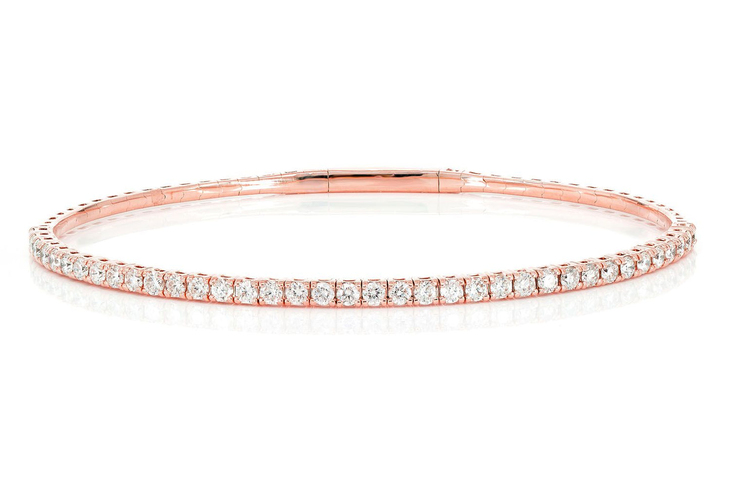4PT PRONG SET DIAMOND TENNIS BRACELET FLEX BANGLE 1.50CTW 14K SOLID GOLD