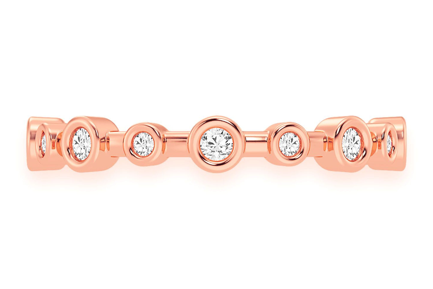 TWO SIZE BEZEL DIAMOND BAND 14K SOLID GOLD