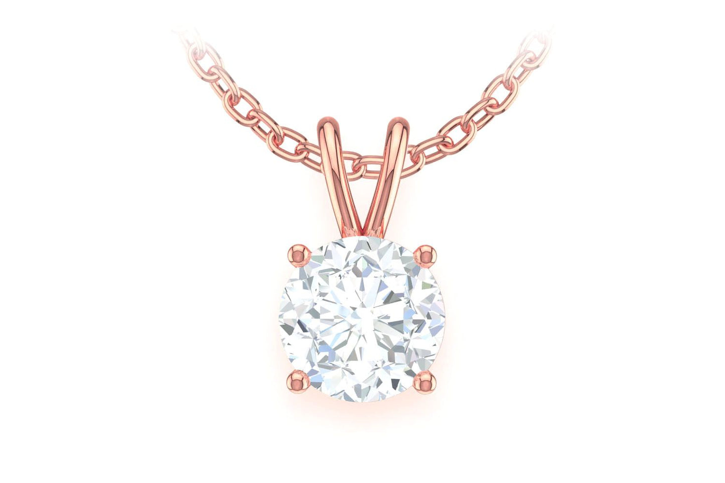 0.25CT ROUND SOLITAIRE DIAMOND PENDANT 14K SOLID GOLD