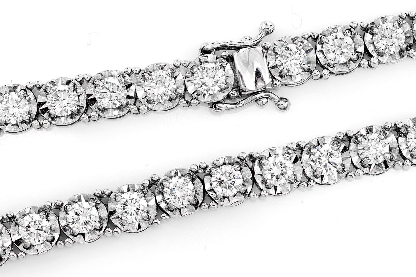 15PT MIRACLE SET DIAMOND TENNIS NECKLACE 14K SOLID GOLD 15.33CTW