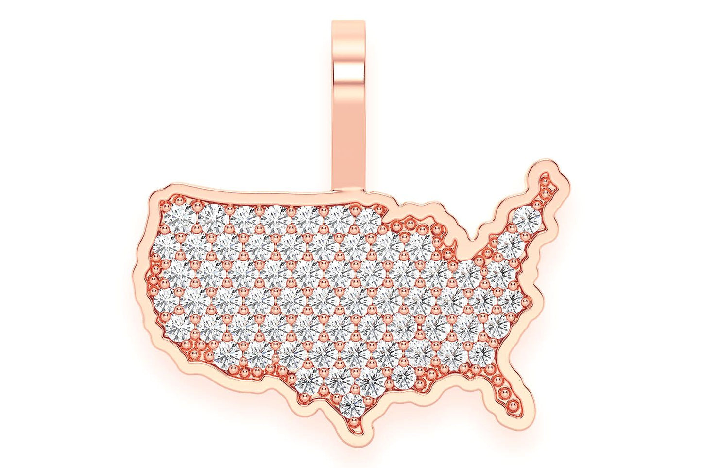 UNITED STATES OF AMERICA DIAMOND PENDANT 14K SOLID GOLD 0.30CTW