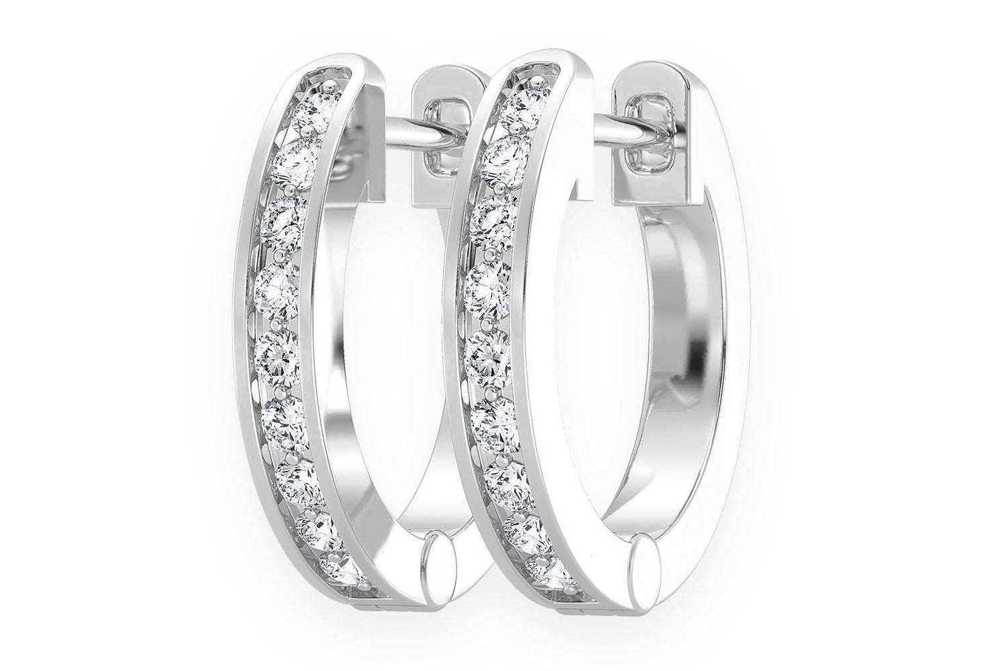 CERCEI CU DIAMANTE, FORMAT ROTAR, AUR MASIV DE 14K, 0.10CT