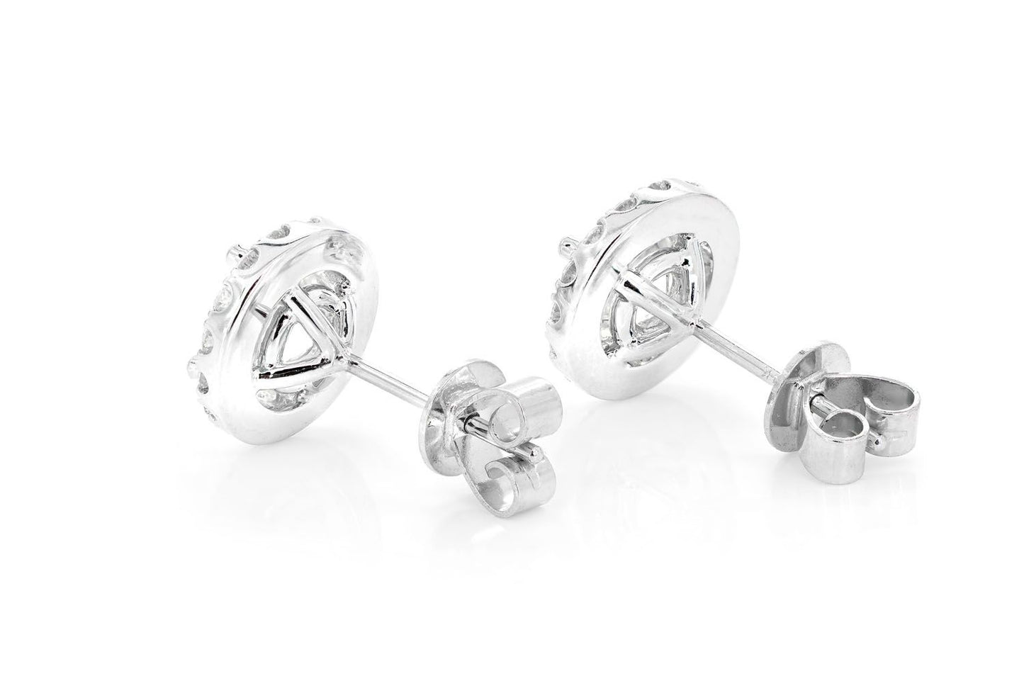 HALO SOLITAIRE STUD DIAMOND EARRINGS 14K SOLID GOLD 2.50CTW