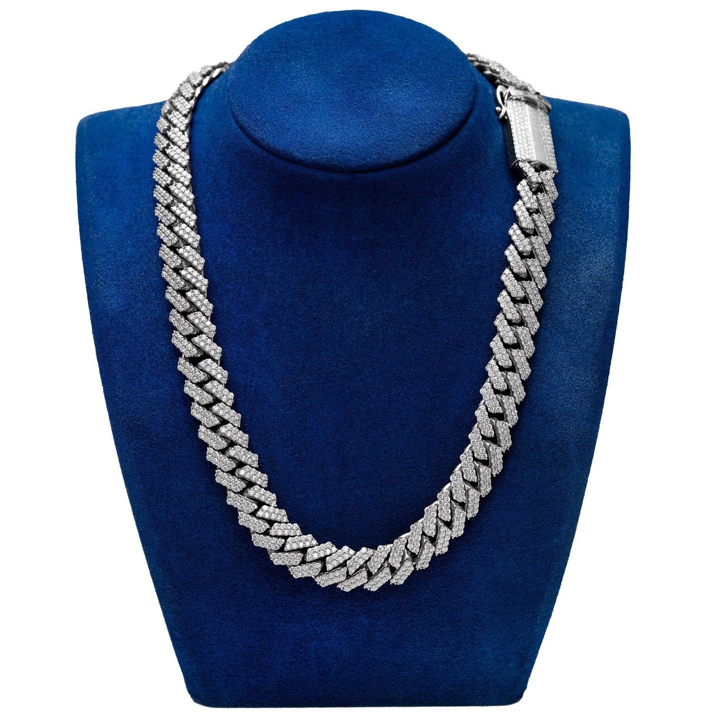 14MM RAISED PRONG DIAMOND CUBAN NECKLACE 14K SOLID GOLD 38.00CTW