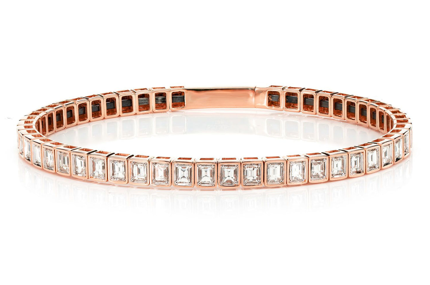 BAGUETTE BEZEL SET DIAMOND FLEX BANGLE BRACELET 14K SOLID GOLD 1.90CTW