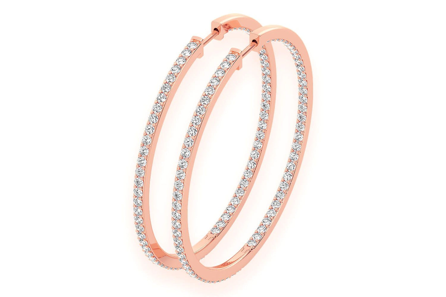 CERCEI MARI CU DIAMANTE, VERTICALE, AUR MASIV DE 14K, 4.00CT