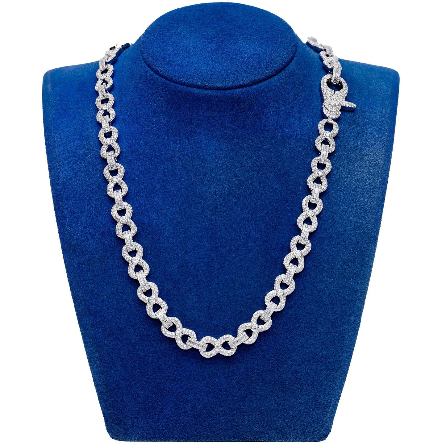 BEZEL INFINITY DIAMOND LINK NECKLACE 14K SOLID GOLD 20.60CTW