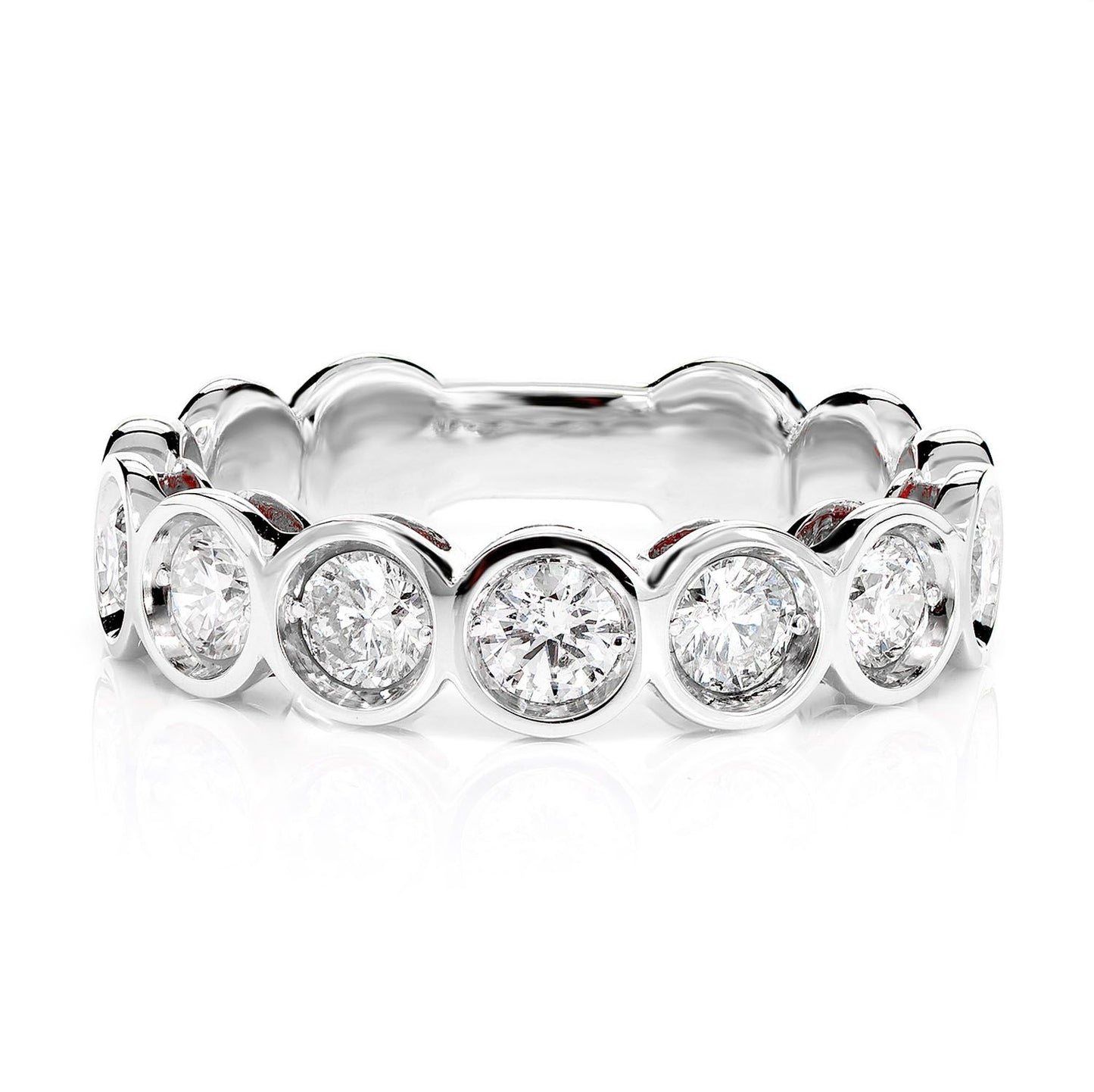 SEVEN STONE BEZEL SET BAND RING 14K SOLID GOLD 1.00CTW