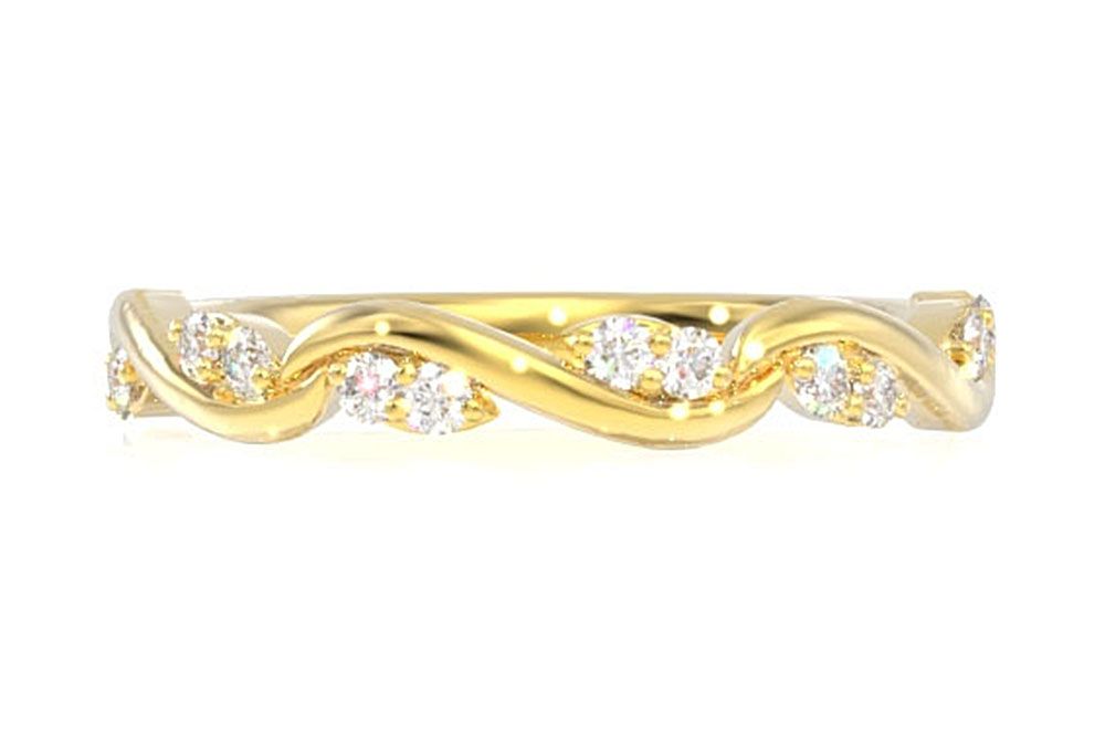 LEAF ON VINE DIAMOND BAND 14K SOLID GOLD 0.10CTW