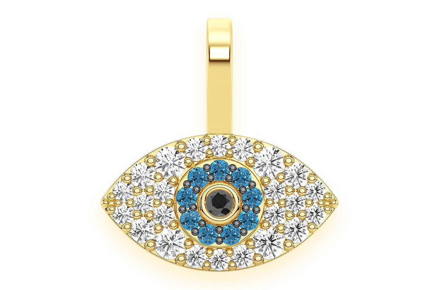 PANDANT CU DIAMANT EVIL EYE, AUR MASIV DE 14K, 0.20CT