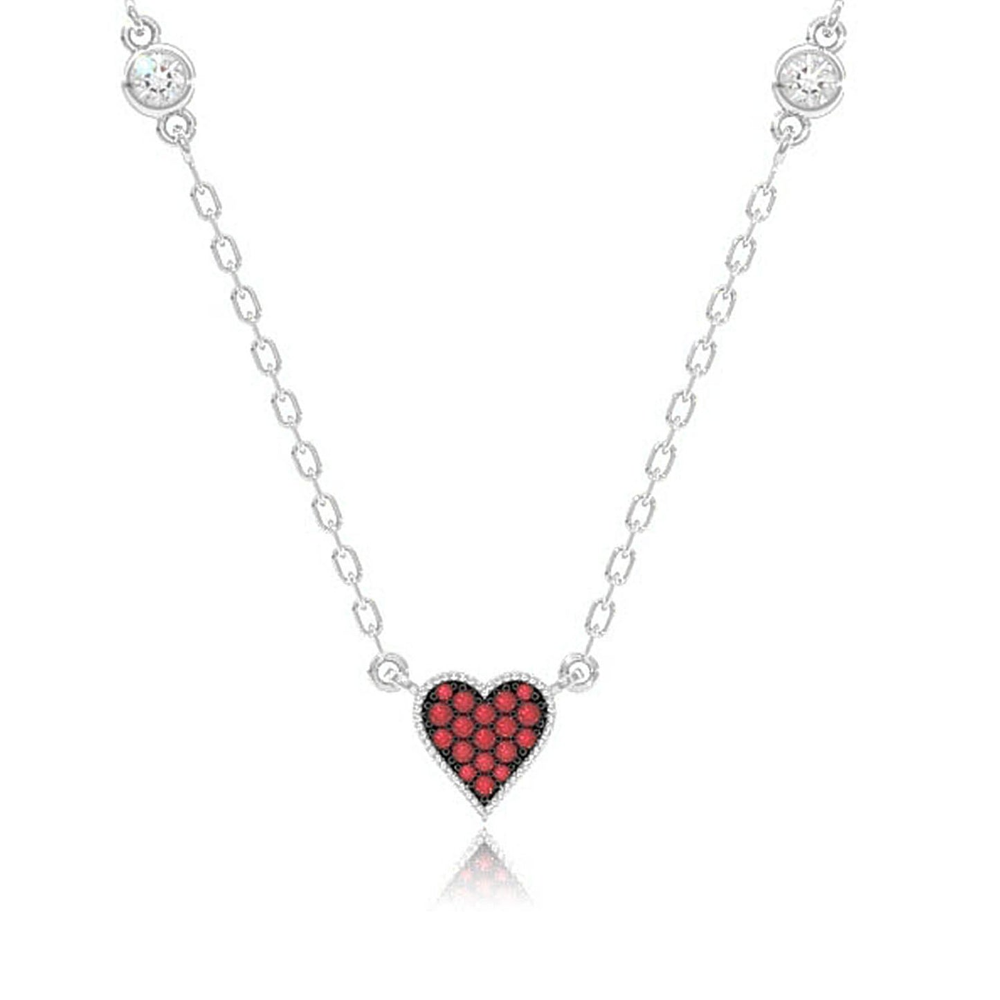 HEART PLAYING CARD SYMBOL PENDANT ATTACHED DIAMOND NECKLACE 14K SOLID GOLD 0.30CTW