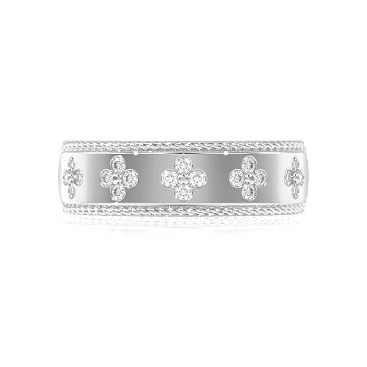 DIAMOND CLOVER ROPE BAND RING 14K SOLID GOLD 0.25CTW