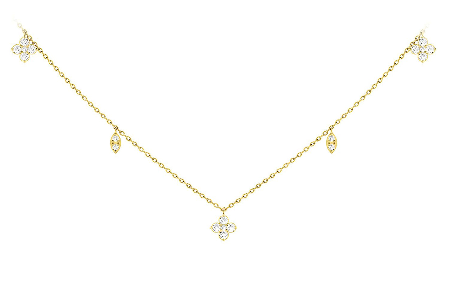 COLIER CLOVER DIAMOND STATION AUR MASIV DE 14K 0.25CT