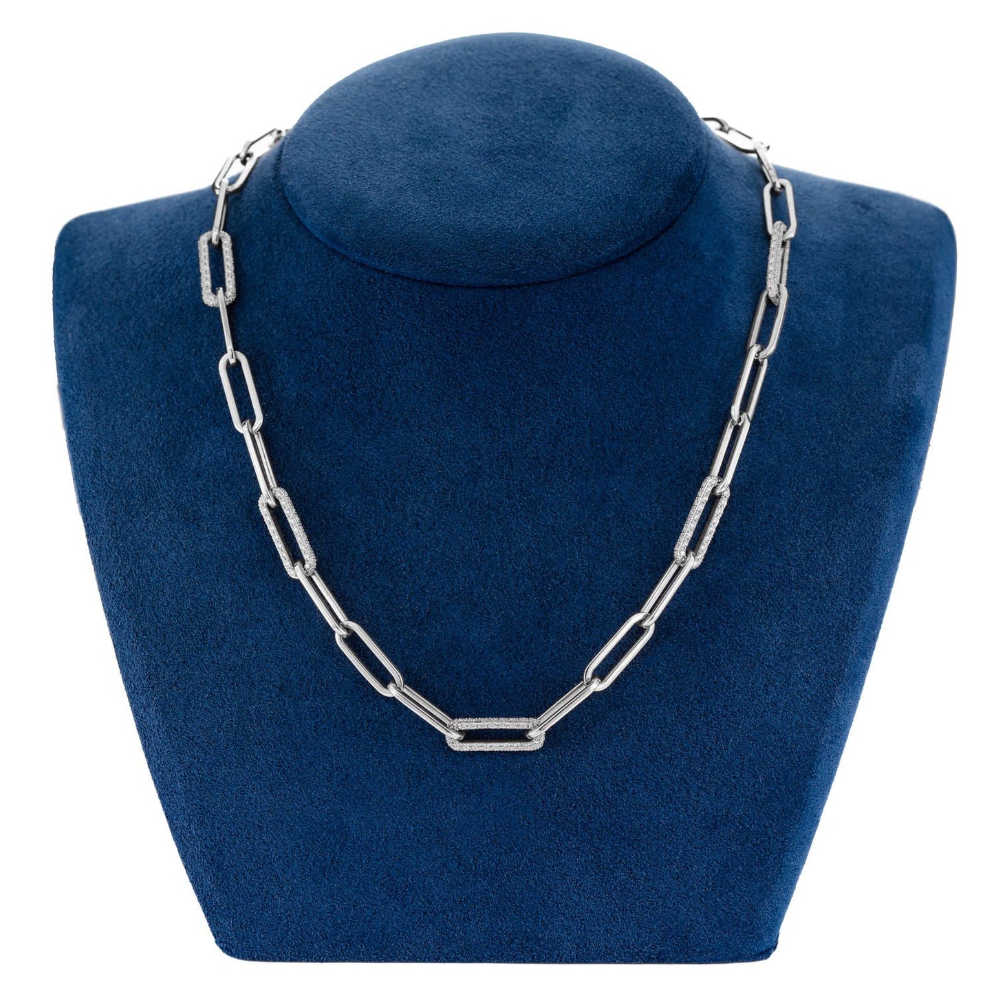 COLIER CU DIAMANTE ALTERNATIVE, LEGĂTURĂ ROLO, 44,5 cm, AUR MASIV DE 14K, 3,00 CT