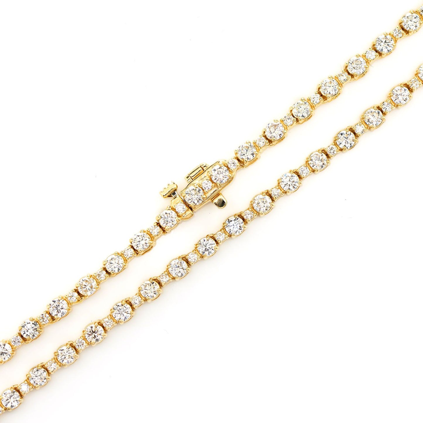 COLIER TENIS CU DIAMANTE ROTUNDE MIC ȘI MARE, AUR MASIV, 7.60 CT