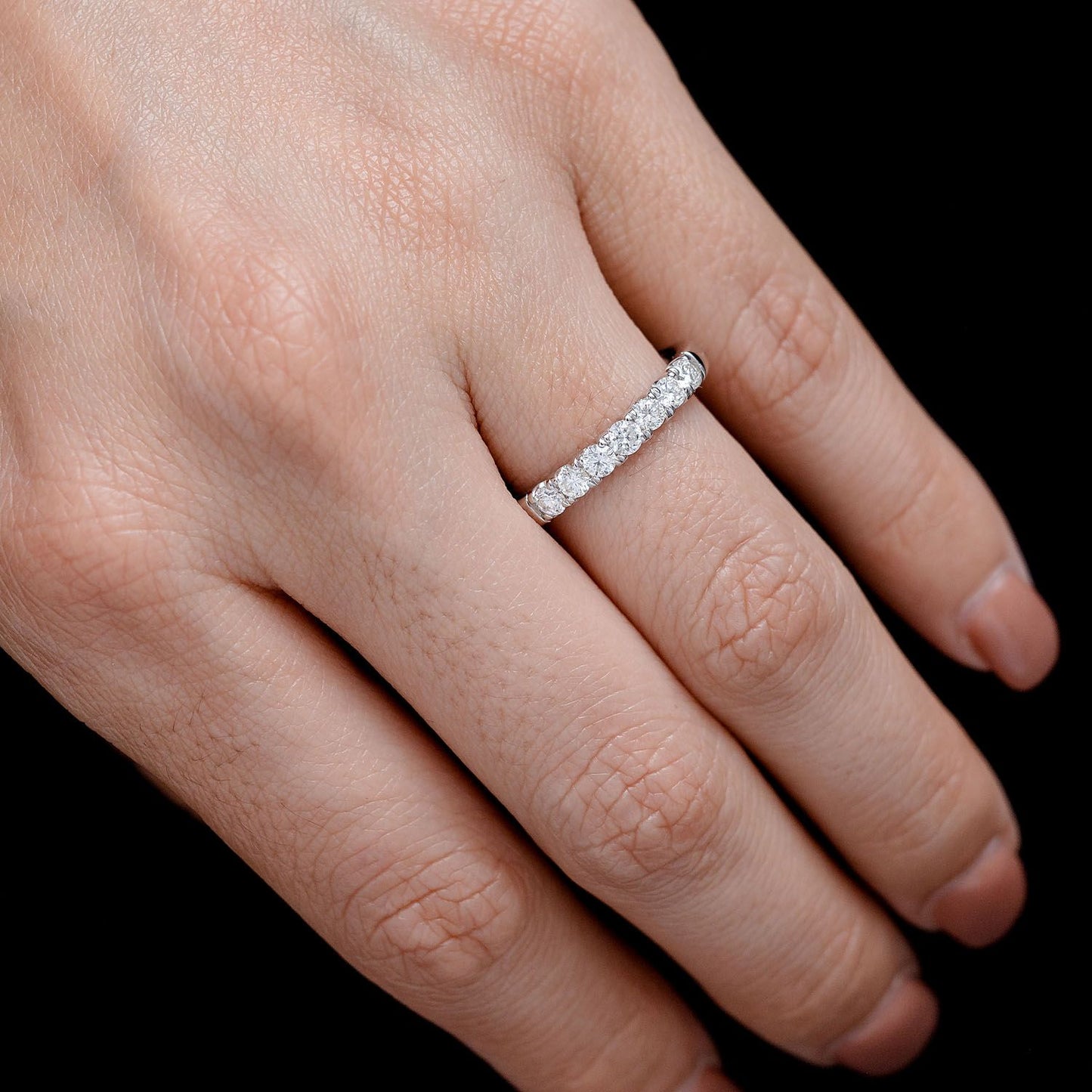 DIAMOND SCALLOP BAND RING 14K SOLID GOLD 0.50CTW