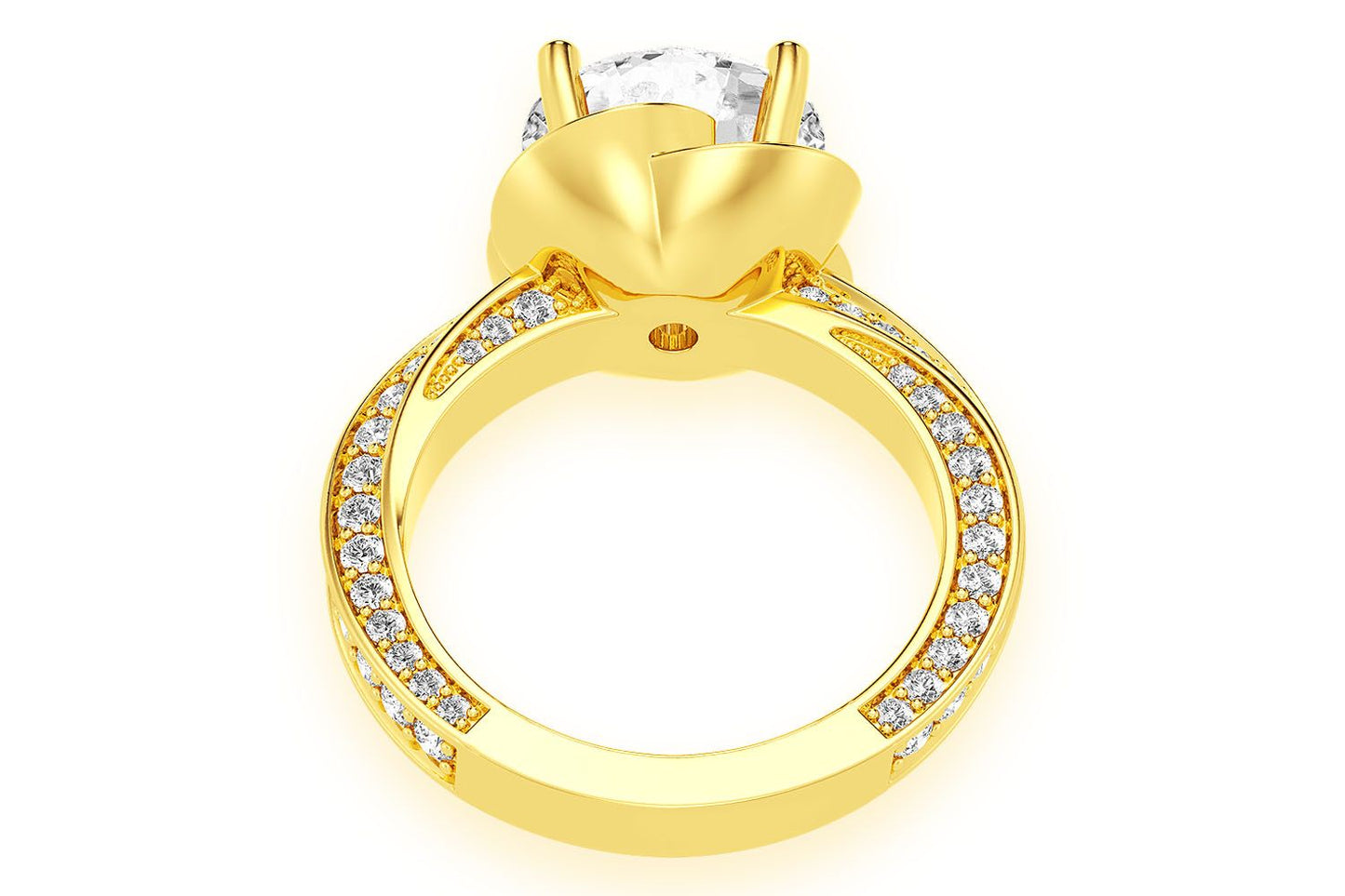 3.00CT ROUND SOLITAIRE - FLOWER PETAL HALO - DIAMOND ENGAGEMENT RING