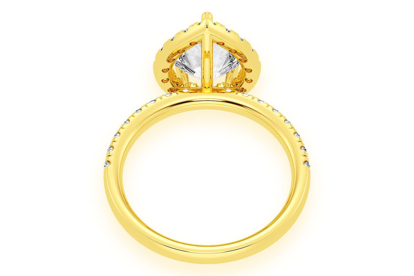 THAV - 1.50CT PEAR SOLITAIRE - SCALLOP HALO ONE ROW - DIAMOND ENGAGEMENT RING