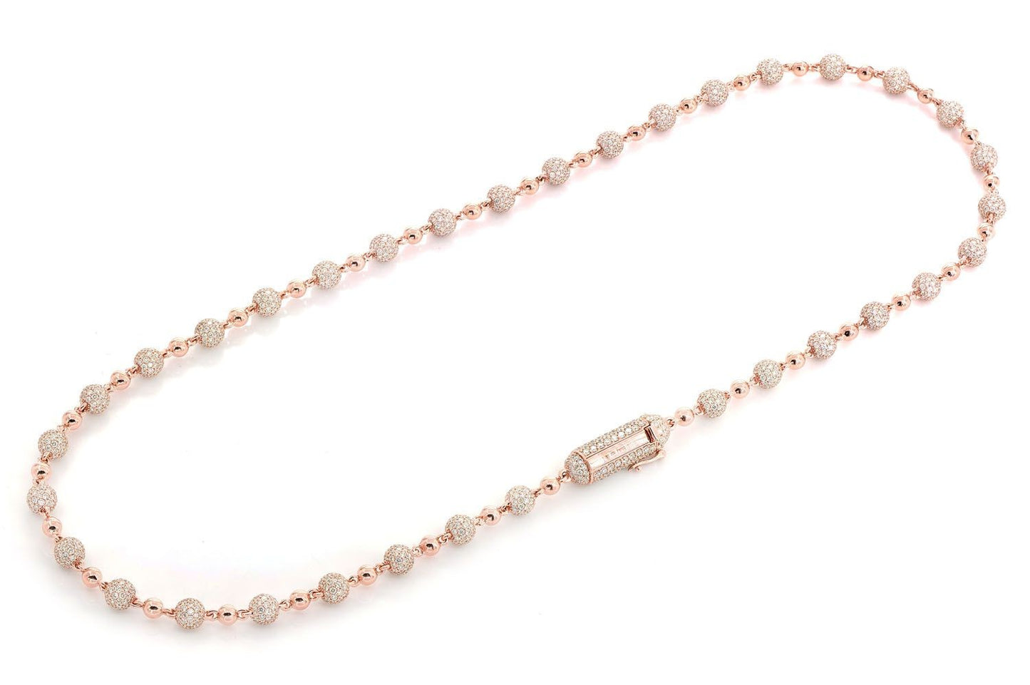 BEADED DIAMOND NECKLACE 14K SOLID GOLD 21.50CTW