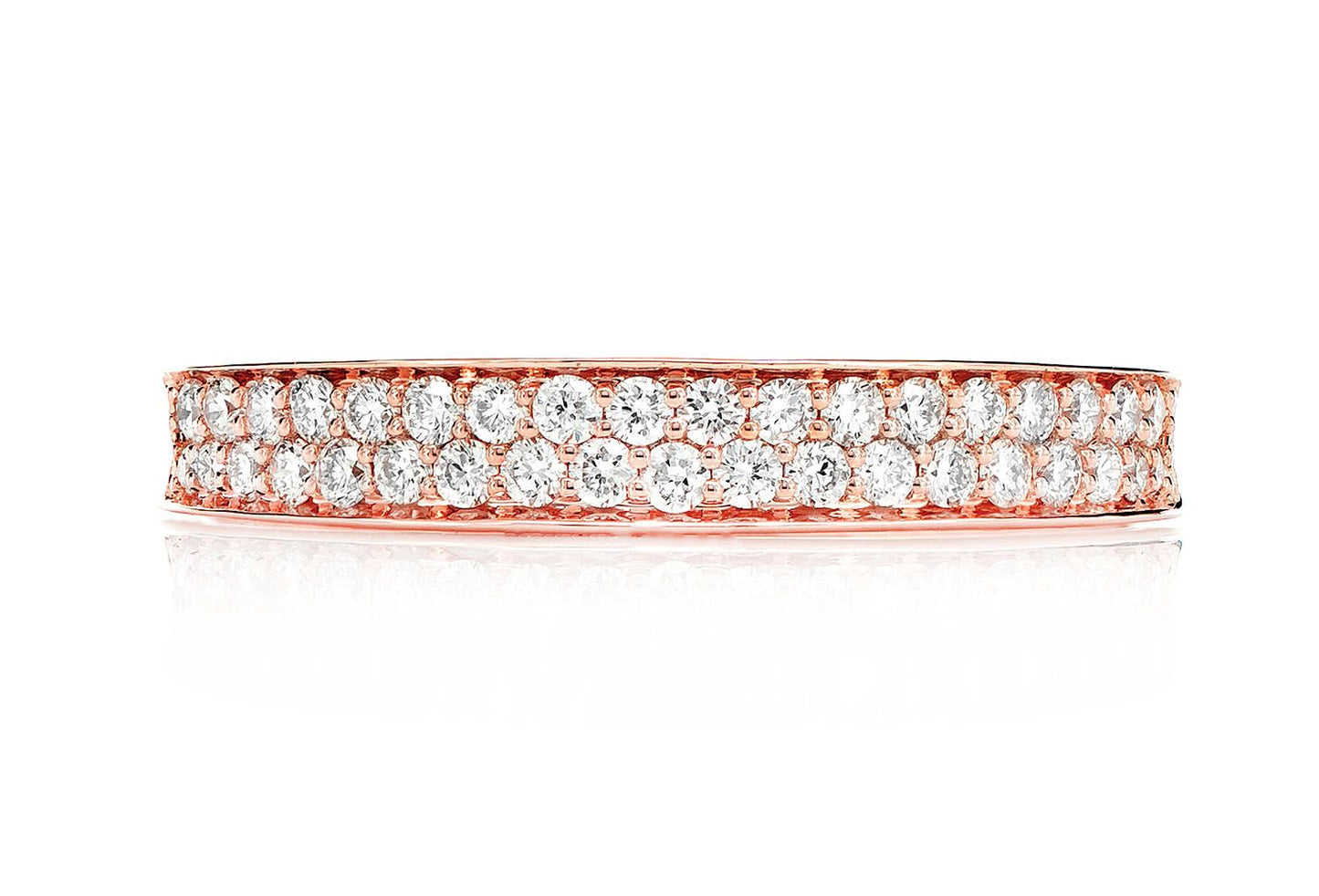 TWO ROW BORDER DIAMOND BAND RING 14K SOLID GOLD 0.33CTW
